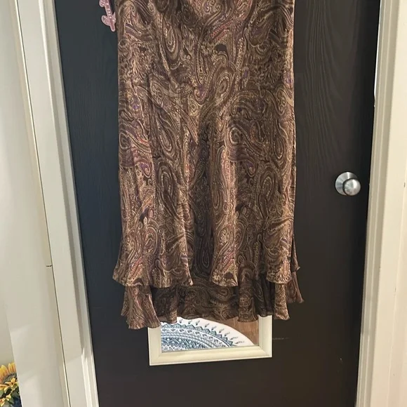 Jones New York Brown and Purple Trumpet Midi Skirt - Picture 1 of 5